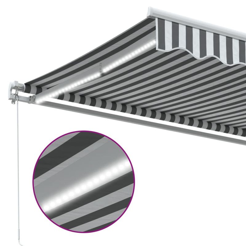Casa si Gradina - Gradina si terasa - Umbrele si pavilioane - Umbrele - Copertina retractabila manual cu LED, antracit/alb, 500x300 m - Infinity.ro