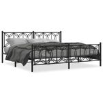 Casa si Gradina - Mobilier - Paturi si accesorii - Paturi - Cadru pat metalic cu tablii de cap/picioare, negru, 193x203 cm - Infinity.ro