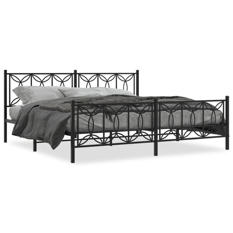 Casa si Gradina - Mobilier - Paturi si accesorii - Paturi - Cadru pat metalic cu tablii de cap/picioare, negru, 193x203 cm - Infinity.ro