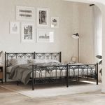 Casa si Gradina - Mobilier - Paturi si accesorii - Paturi - Cadru pat metalic cu tablii de cap/picioare, negru, 193x203 cm - Infinity.ro