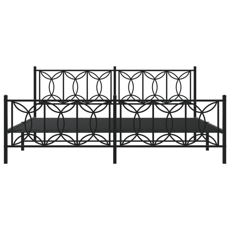 Casa si Gradina - Mobilier - Paturi si accesorii - Paturi - Cadru pat metalic cu tablii de cap/picioare, negru, 193x203 cm - Infinity.ro