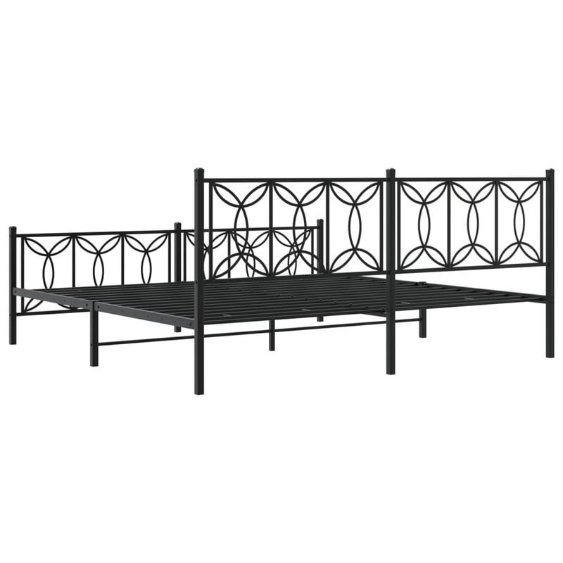 Casa si Gradina - Mobilier - Paturi si accesorii - Paturi - Cadru pat metalic cu tablii de cap/picioare, negru, 193x203 cm - Infinity.ro