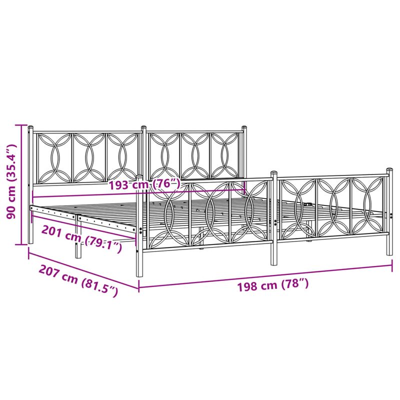 Casa si Gradina - Mobilier - Paturi si accesorii - Paturi - Cadru pat metalic cu tablii de cap/picioare, negru, 193x203 cm - Infinity.ro