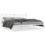 Casa si Gradina - Mobilier - Paturi si accesorii - Paturi - Cadru de pat metalic cu tablie, alb, 200x200 cm - Infinity.ro