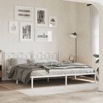 Casa si Gradina - Mobilier - Paturi si accesorii - Paturi - Cadru de pat metalic cu tablie, alb, 200x200 cm - Infinity.ro