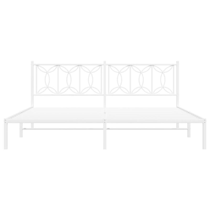 Casa si Gradina - Mobilier - Paturi si accesorii - Paturi - Cadru de pat metalic cu tablie, alb, 200x200 cm - Infinity.ro