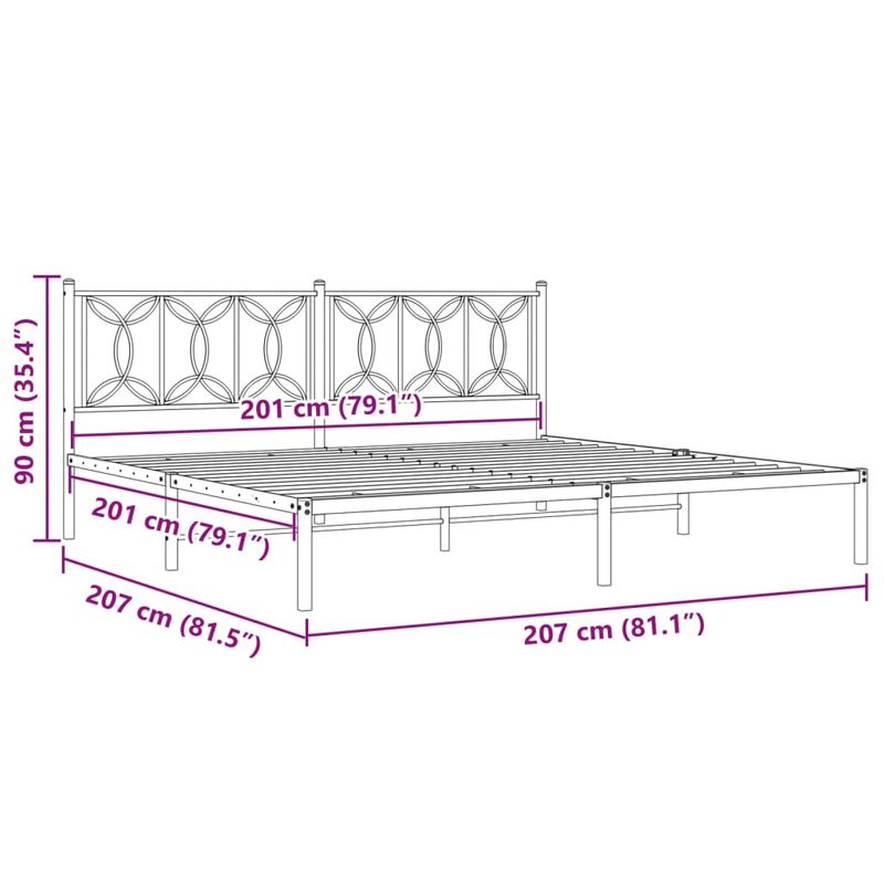 Casa si Gradina - Mobilier - Paturi si accesorii - Paturi - Cadru de pat metalic cu tablie, alb, 200x200 cm - Infinity.ro