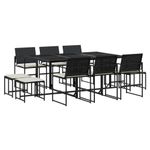 Casa si Gradina - Gradina si terasa - Mobilier exterior - Seturi mobila gradina - Set mobilier de exterior cu perne, 11 piese, negru, poliratan - Infinity.ro