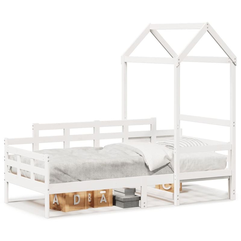 Casa si Gradina - Mobilier - Paturi si accesorii - Paturi - Pat de zi cu acoperis, alb, 80x200 cm, lemn masiv de pin - Infinity.ro