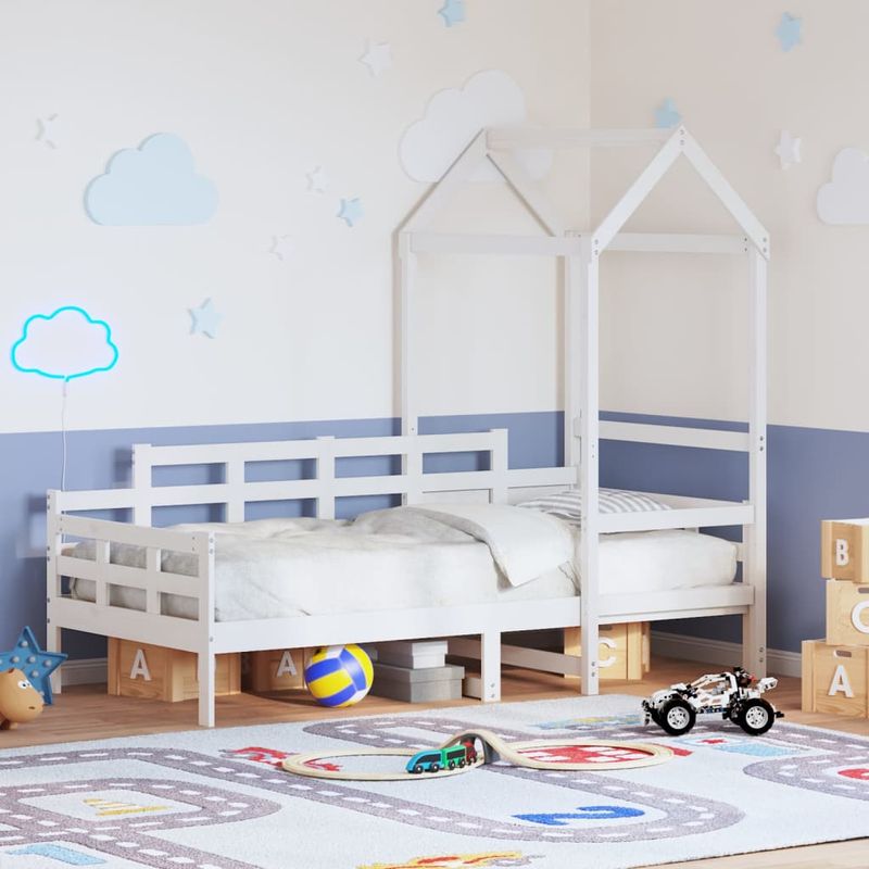 Casa si Gradina - Mobilier - Paturi si accesorii - Paturi - Pat de zi cu acoperis, alb, 80x200 cm, lemn masiv de pin - Infinity.ro