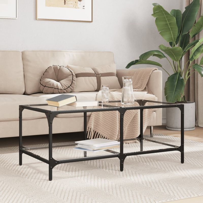 Casa si Gradina - Mobilier - Mese si birouri - Masute de cafea - Masuta de cafea cu blat sticla transparenta 98,5x50x40 cm otel - Infinity.ro