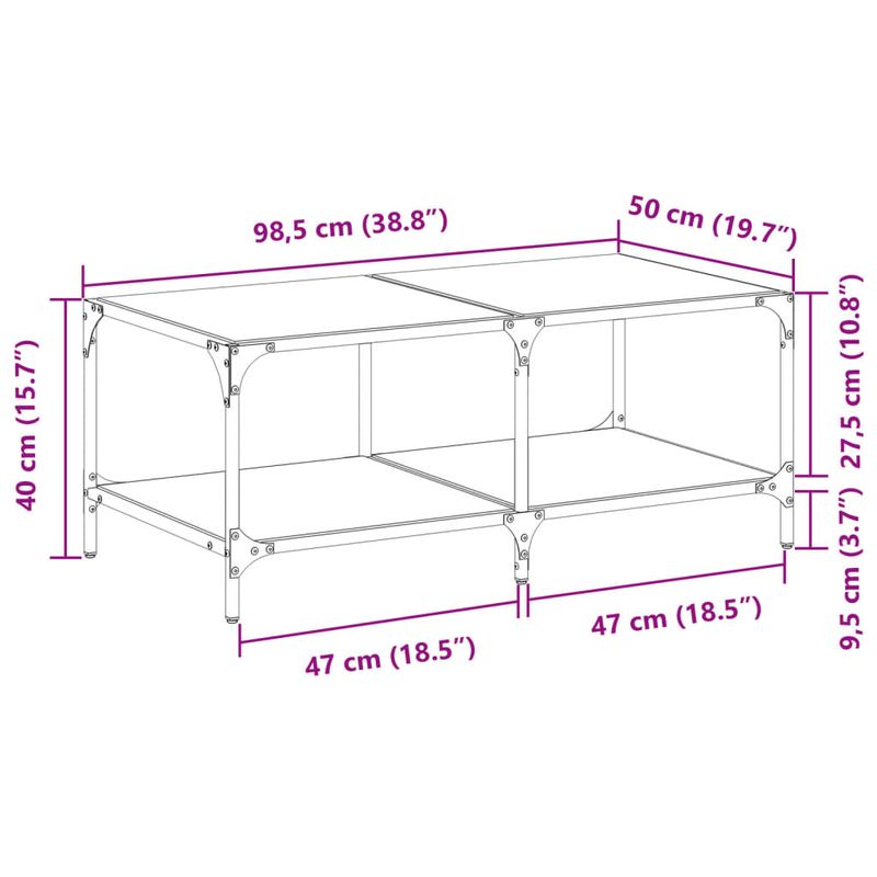 Casa si Gradina - Mobilier - Mese si birouri - Masute de cafea - Masuta de cafea cu blat sticla transparenta 98,5x50x40 cm otel - Infinity.ro