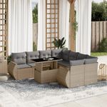 Casa si Gradina - Gradina si terasa - Mobilier exterior - Seturi mobila gradina - Set canapele de gradina, 9 piese, cu perne, bej, poliratan - Infinity.ro