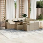 Casa si Gradina - Gradina si terasa - Mobilier exterior - Seturi mobila gradina - Set canapele de gradina, 9 piese, cu perne, bej, poliratan - Infinity.ro
