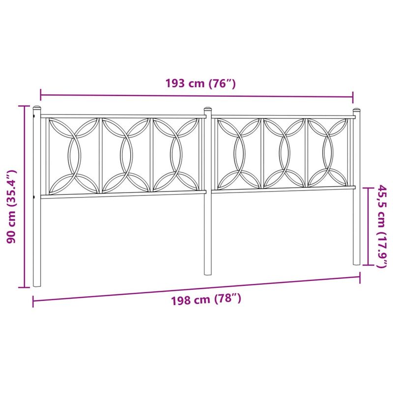 Casa si Gradina - Mobilier - Paturi si accesorii - Accesorii paturi - Tablie de pat metalica, negru, 193 cm - Infinity.ro