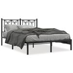 Casa si Gradina - Mobilier - Paturi si accesorii - Paturi - Cadru de pat metalic cu tablie, negru, 135x190 cm - Infinity.ro