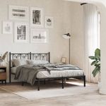 Casa si Gradina - Mobilier - Paturi si accesorii - Paturi - Cadru de pat metalic cu tablie, negru, 135x190 cm - Infinity.ro