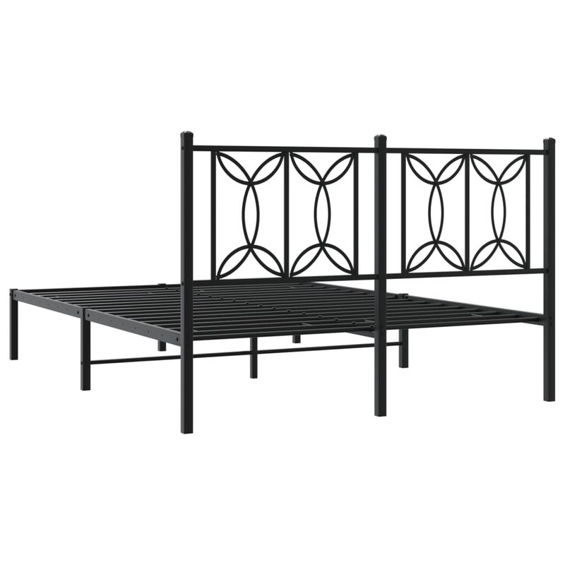 Casa si Gradina - Mobilier - Paturi si accesorii - Paturi - Cadru de pat metalic cu tablie, negru, 135x190 cm - Infinity.ro