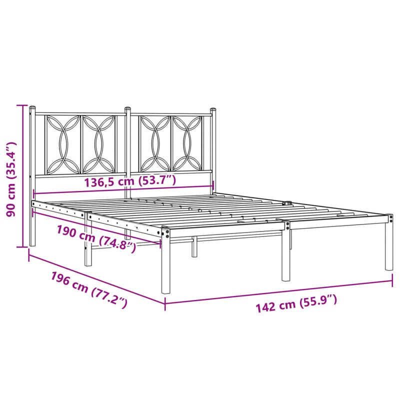 Casa si Gradina - Mobilier - Paturi si accesorii - Paturi - Cadru de pat metalic cu tablie, negru, 135x190 cm - Infinity.ro