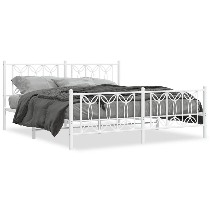 Casa si Gradina - Mobilier - Paturi si accesorii - Paturi - Cadru de pat metalic cu tablie de cap/picioare, alb, 180x200 cm - Infinity.ro