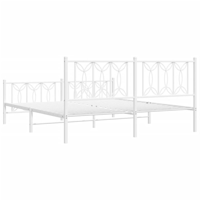 Casa si Gradina - Mobilier - Paturi si accesorii - Paturi - Cadru de pat metalic cu tablie de cap/picioare, alb, 180x200 cm - Infinity.ro