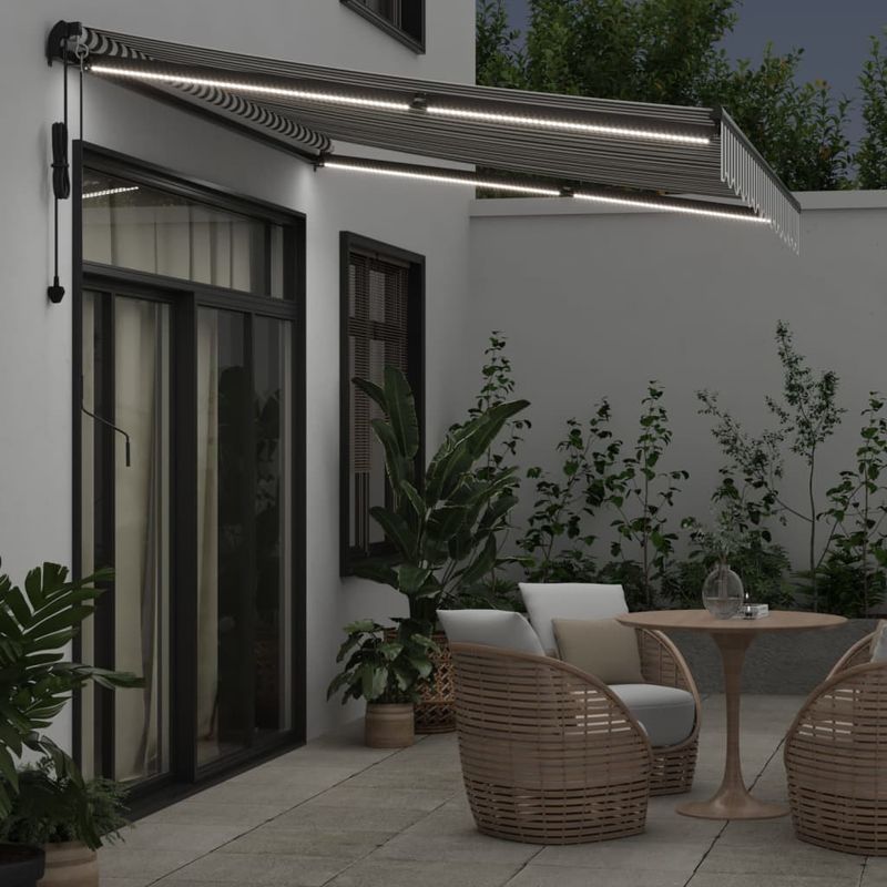 Casa si Gradina - Gradina si terasa - Umbrele si pavilioane - Umbrele - Copertina retractabila automat LED-uri antracit/alb 350x250 cm - Infinity.ro