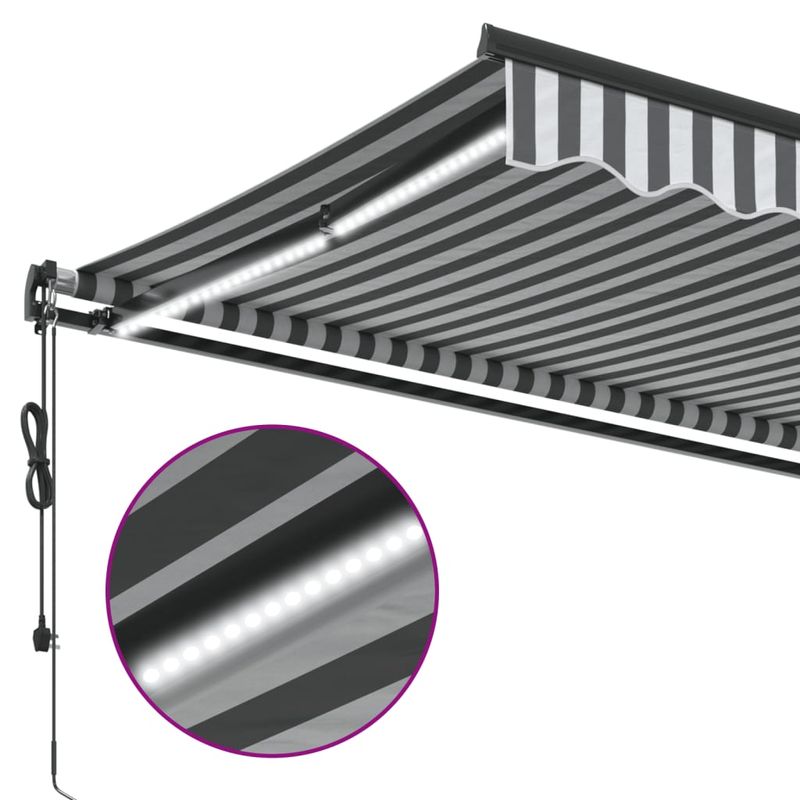 Casa si Gradina - Gradina si terasa - Umbrele si pavilioane - Umbrele - Copertina retractabila automat LED-uri antracit/alb 350x250 cm - Infinity.ro