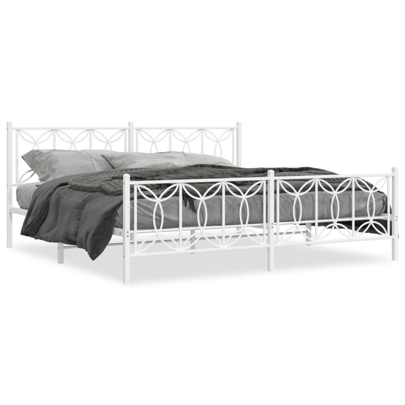 Casa si Gradina - Mobilier - Paturi si accesorii - Paturi - Cadru de pat metalic cu tablie, alb, 200x200 cm - Infinity.ro