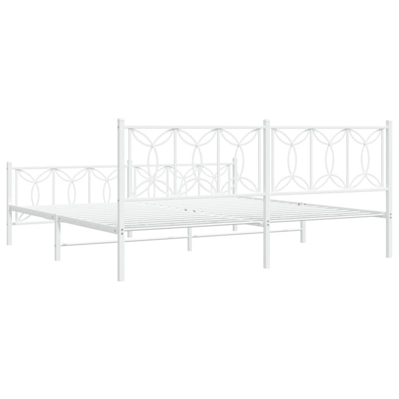 Casa si Gradina - Mobilier - Paturi si accesorii - Paturi - Cadru de pat metalic cu tablie, alb, 200x200 cm - Infinity.ro