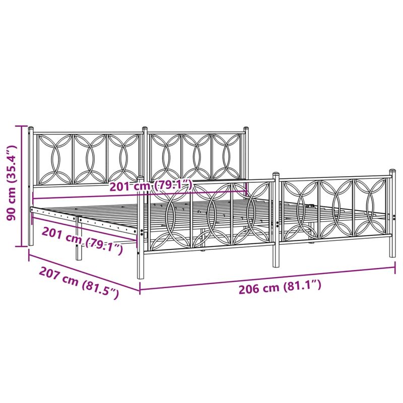 Casa si Gradina - Mobilier - Paturi si accesorii - Paturi - Cadru de pat metalic cu tablie, alb, 200x200 cm - Infinity.ro