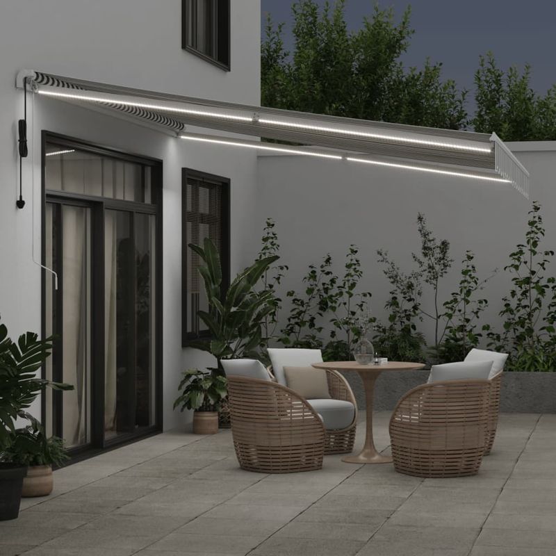 Casa si Gradina - Gradina si terasa - Umbrele si pavilioane - Umbrele - Copertina retractabila automat cu LED, antracit/alb, 400x350 cm - Infinity.ro