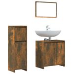 Casa si Gradina - Mobilier - Seturi de mobilier - Seturi baie - Set mobilier de baie, 3 piese, stejar fumuriu, lemn prelucrat - Infinity.ro