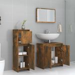 Casa si Gradina - Mobilier - Seturi de mobilier - Seturi baie - Set mobilier de baie, 3 piese, stejar fumuriu, lemn prelucrat - Infinity.ro