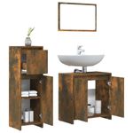 Casa si Gradina - Mobilier - Seturi de mobilier - Seturi baie - Set mobilier de baie, 3 piese, stejar fumuriu, lemn prelucrat - Infinity.ro
