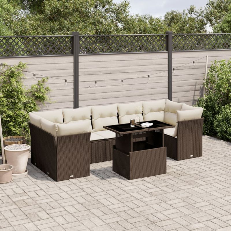Casa si Gradina - Gradina si terasa - Mobilier exterior - Seturi mobila gradina - Set canapele de gradina cu perne, 8 piese, maro, poliratan - Infinity.ro