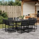 Casa si Gradina - Gradina si terasa - Mobilier exterior - Seturi mobila gradina - Set mobilier de gradina, 9 piese, cu perne, negru, textilena - Infinity.ro