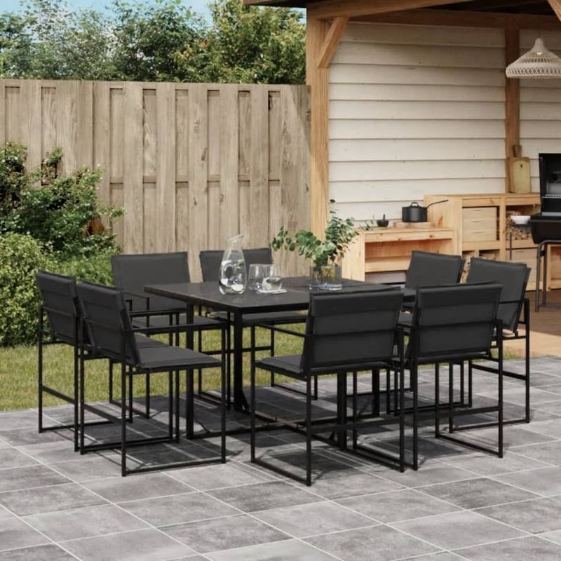 Casa si Gradina - Gradina si terasa - Mobilier exterior - Seturi mobila gradina - Set mobilier de gradina, 9 piese, cu perne, negru, textilena - Infinity.ro