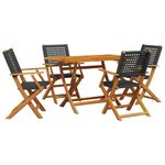 Casa si Gradina - Gradina si terasa - Mobilier exterior - Seturi mobila gradina - Set mobilier gradina, 5 piese, negru, poliratan si lemn masiv - Infinity.ro