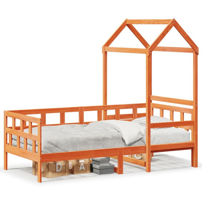 Casa si Gradina - Mobilier - Paturi si accesorii - Paturi - Pat de zi cu acoperis maro ceruit 90x200cm lemn masiv pin - Infinity.ro