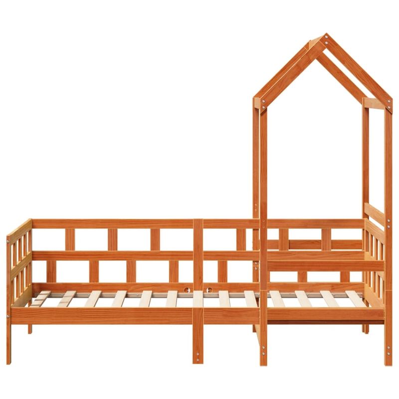 Casa si Gradina - Mobilier - Paturi si accesorii - Paturi - Pat de zi cu acoperis maro ceruit 90x200cm lemn masiv pin - Infinity.ro