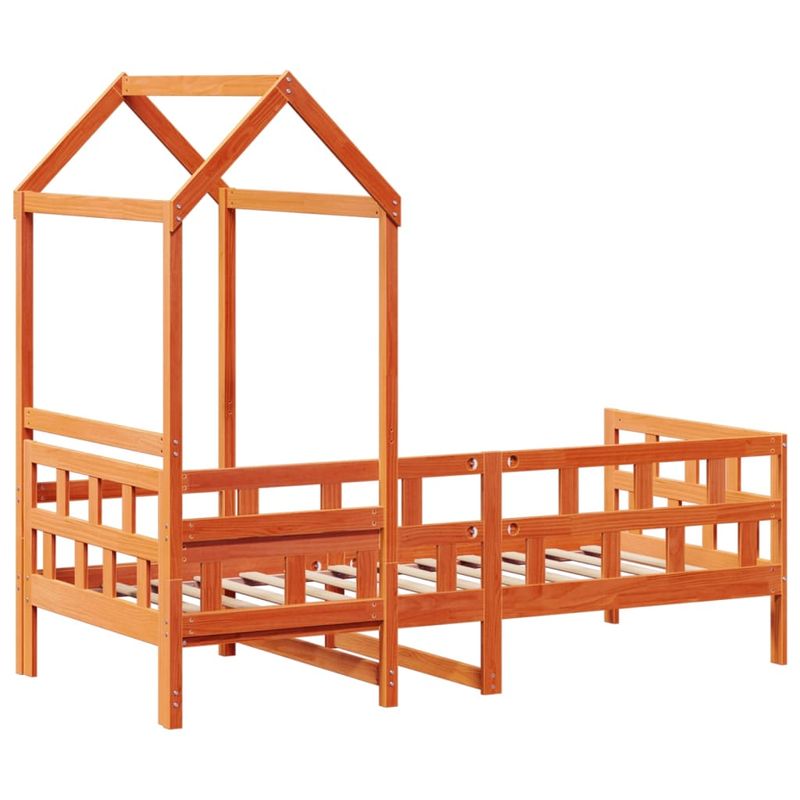 Casa si Gradina - Mobilier - Paturi si accesorii - Paturi - Pat de zi cu acoperis maro ceruit 90x200cm lemn masiv pin - Infinity.ro