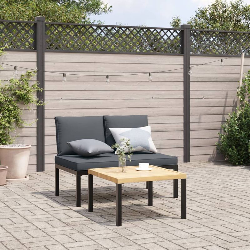 Casa si Gradina - Gradina si terasa - Mobilier exterior - Bancute de gradina - Banca de gradina cu perne, negru, aluminiu - Infinity.ro