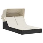 Casa si Gradina - Gradina si terasa - Mobilier exterior - Scaune si sezlonguri gradina - Sezlong dublu cu baldachin si perne, negru, poliratan - Infinity.ro