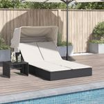 Casa si Gradina - Gradina si terasa - Mobilier exterior - Scaune si sezlonguri gradina - Sezlong dublu cu baldachin si perne, negru, poliratan - Infinity.ro