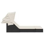 Casa si Gradina - Gradina si terasa - Mobilier exterior - Scaune si sezlonguri gradina - Sezlong dublu cu baldachin si perne, negru, poliratan - Infinity.ro
