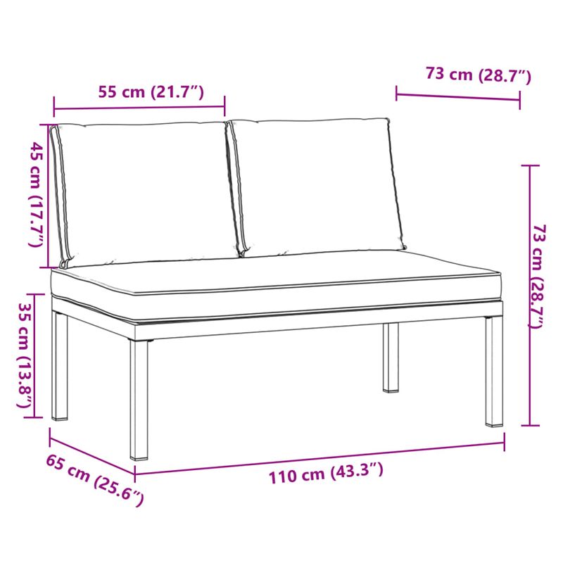 Casa si Gradina - Gradina si terasa - Mobilier exterior - Bancute de gradina - Banca de gradina cu perne, negru, aluminiu - Infinity.ro