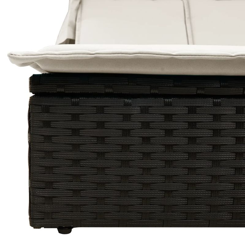 Casa si Gradina - Gradina si terasa - Mobilier exterior - Scaune si sezlonguri gradina - Sezlong dublu cu baldachin si perne, negru, poliratan - Infinity.ro