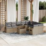 Casa si Gradina - Gradina si terasa - Mobilier exterior - Seturi mobila gradina - Set canapele de gradina cu perne, 10 piese, bej, poliratan - Infinity.ro