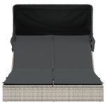 Casa si Gradina - Gradina si terasa - Mobilier exterior - Scaune si sezlonguri gradina - Sezlong dublu cu baldachin si perne, gri deschis, poliratan - Infinity.ro