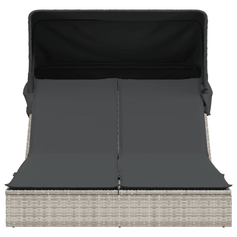 Casa si Gradina - Gradina si terasa - Mobilier exterior - Scaune si sezlonguri gradina - Sezlong dublu cu baldachin si perne, gri deschis, poliratan - Infinity.ro